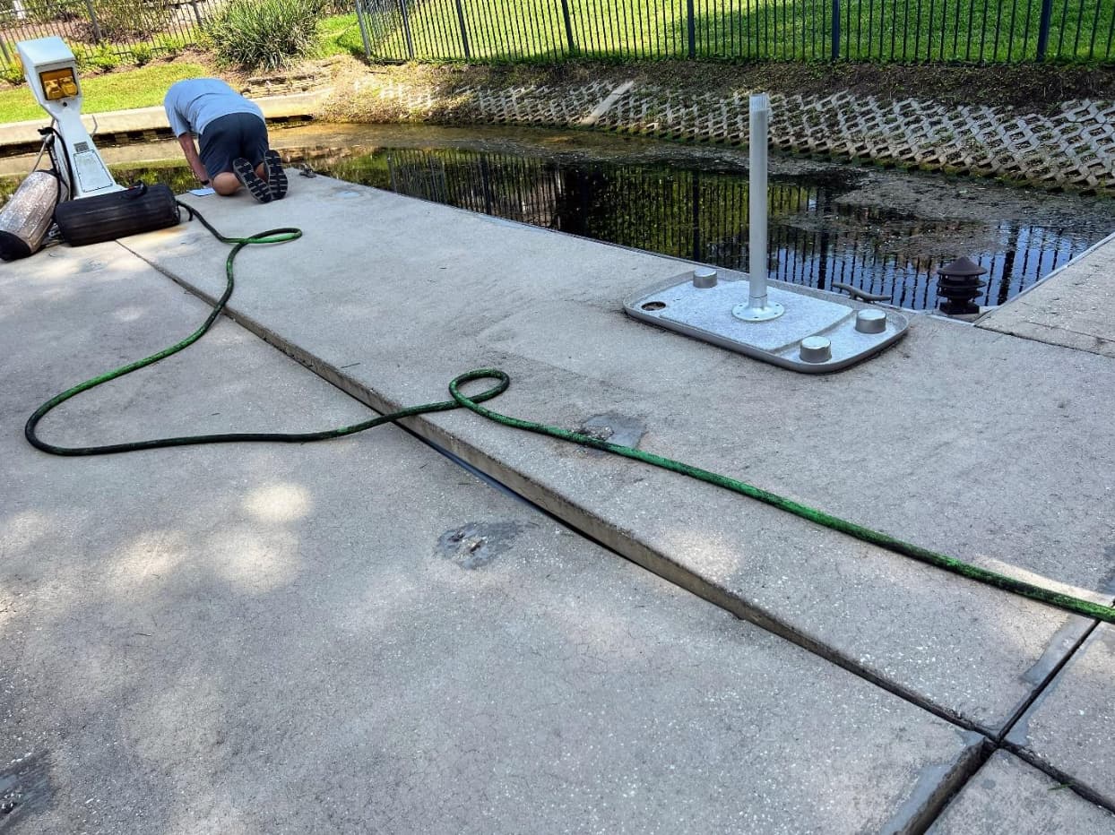 A failed concrete dock awaiting restoration